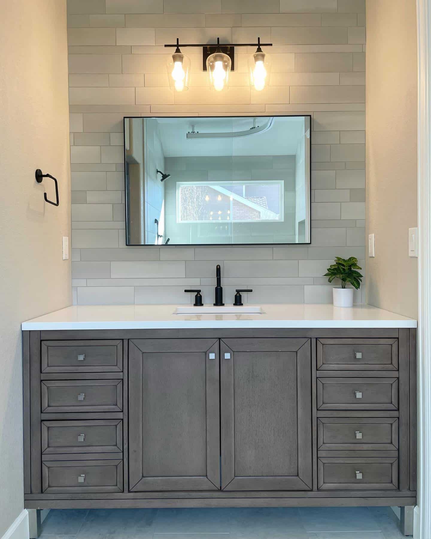 Modern bathroom sink with large counter