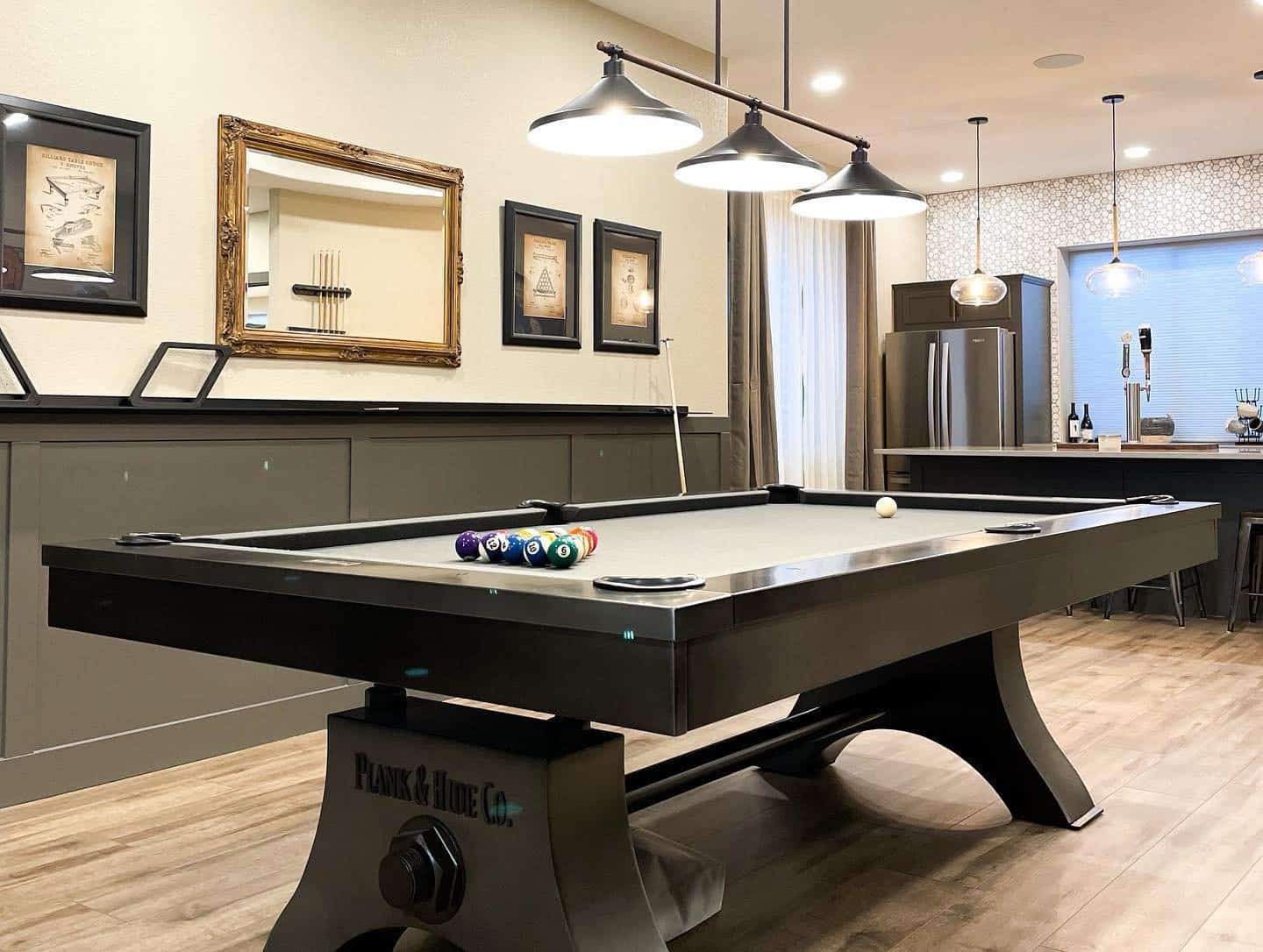 Pool table with wet bar