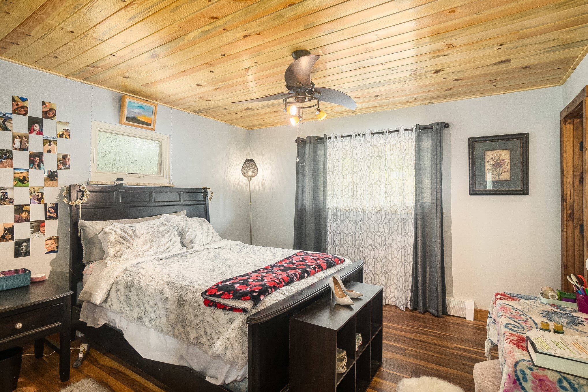 Farmhouse bedroom with wooden accents