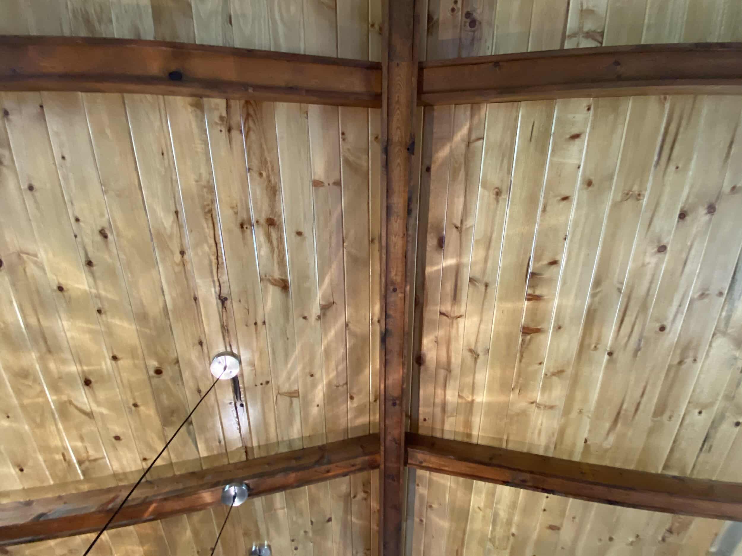 Vaulted wooden ceilings with support beams